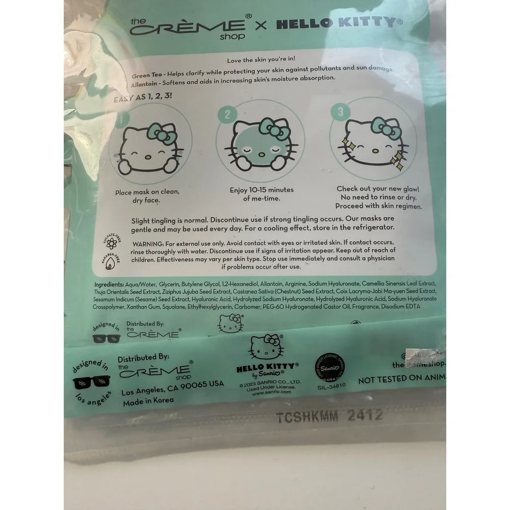 The Creme Shop Hello Kitty 4 Piece Beauty Set‎ Brush Kit Lip Balm Sheet Mask NIB